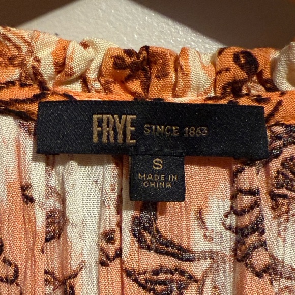 Frye Cadmium Orange Combo Tiered Front Button Dress Western Floral Cowgirl Small - Picture 6 of 16